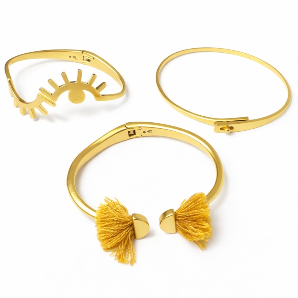 ✨ Anthropologie x Madewell Brushed Gold Bangle Bracelet Set (3-Piece) ✨ - Picture 4 of 4